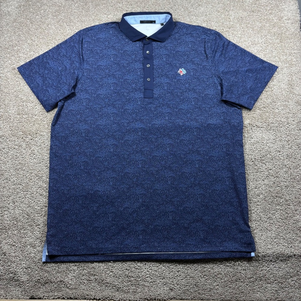 Greyson Mens XXL Navy Blue Frederica Golf Club Abstract Print Performance Polo